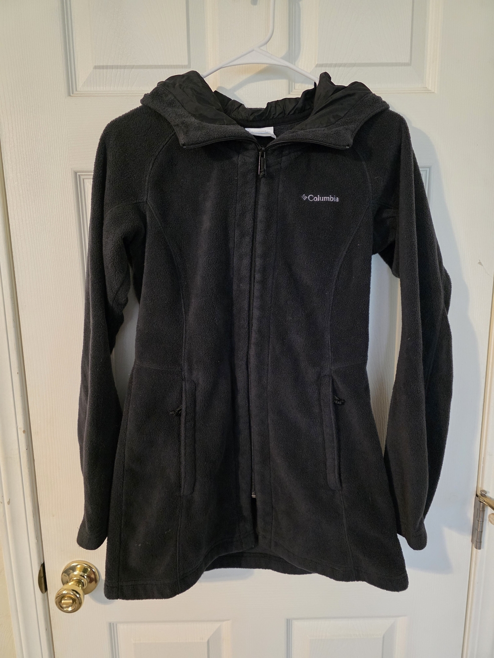 Columbia Women's Black Fleece Hooded Jacket Longer Length